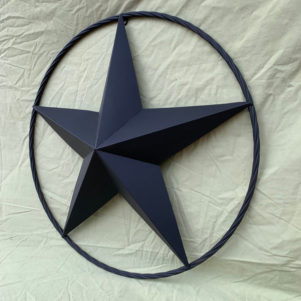 RUSTIC BLACK BARN STAR METAL LONE STAR 3d TWISTED ROPE RING WESTERN HOME DECOR HANDMADE NEW 12",16",24",32",36"-#EH10608