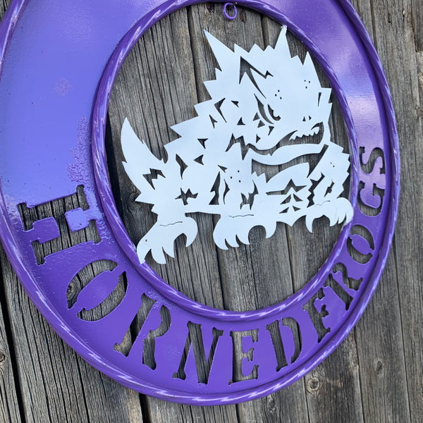 18",24",32" TCU HORNED FROGS CUSTOM METAL VINTAGE CRAFT TEAM SIGN WESTERN HOME DECOR HANDMADE