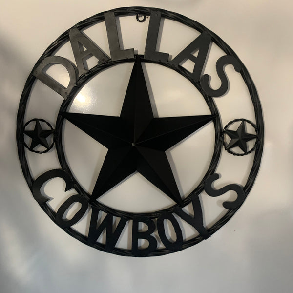 18" DALLAS COWBOYS BLACK STAR CUSTOM METAL VINTAGE LONE STAR WESTERN HOME DECOR HANDMADE