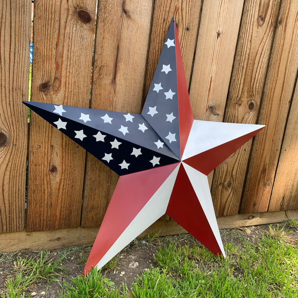 USA FLAG STAR STYLE# 5 RED WHITE & BLUE AMERICANA METAL BARN STAR WALL ART HANDMADE TO ORDER NEW