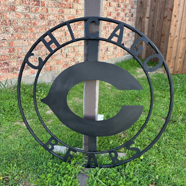 CHICAGO BEARS CUSTOM METAL VINTAGE CRAFT SIGN TEAM RISTIC BLACK HANDMADE
