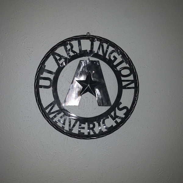 UTA ARLINGTON CUSTOM RAW METAL VINTAGE CRAFT TEAM SIGN WETSERN HOME DECOR HANDMADE