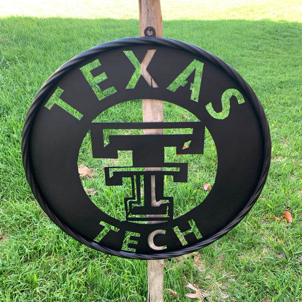 12",18",24",32",36" TEXAS TECH RUSTIC BLACK CUSTOM METAL VINTAGE CRAFT TEAM SIGN HANDMADE TO ORDER