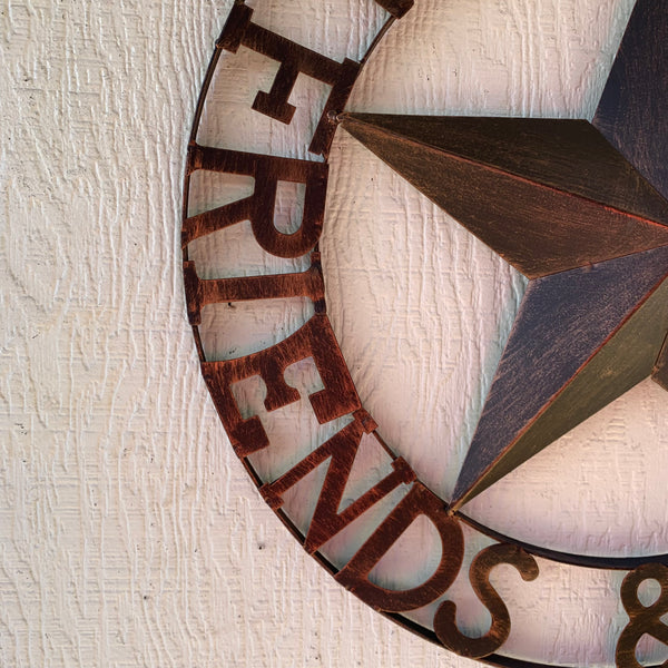 WELCOME FRIENDS FAMILY BARN METAL STAR WALL ART WESTERN HOME DECOR HANDMADE NEW