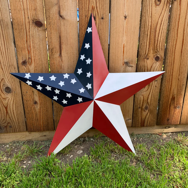 USA FLAG STAR STYLE# 5 RED WHITE & BLUE AMERICANA METAL BARN STAR WALL ART HANDMADE TO ORDER NEW