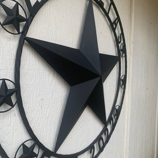 ZARBOLIAS STYLE CUSTOM NAME STAR BARN METAL STAR 3d TWISTED ROPE RING WESTERN HOME DECOR RUSTIC BLACK HANDMADE 24",32",36",50"