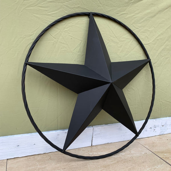 RUSTIC BLACK BARN STAR METAL LONE STAR 3d TWISTED ROPE RING WESTERN HOME DECOR HANDMADE NEW 12",16",24",32",36"-#EH10608
