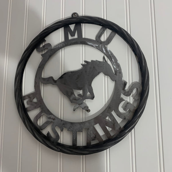 12",18",24",32",36" SMU MUSTANGS RAW METAL CUSTOM VINTAGE CRAFT WALL ART TEAM SIGN HANDMADE