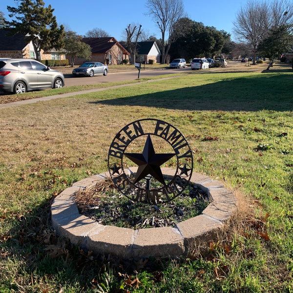 BREEN FAMILY STYLE CUSTOM NAME STAR BARN METAL STAR 3d TWISTED ROPE RING WESTERN HOME DECOR RUSTIC BROWN HANDMADE 24",32",36",50"