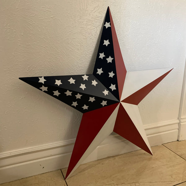 USA FLAG STAR STYLE# 5 RED WHITE & BLUE AMERICANA METAL BARN STAR WALL ART HANDMADE TO ORDER NEW