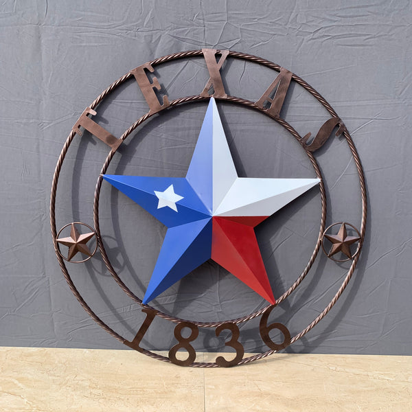 1836 TEXAS FLAG STAR RED WHITE BLUE TWISTED BRONZE RING WESTERN HOME DECOR HANDMADE NEW