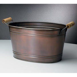 IH_11419 18" COPPER OVAL PLAIN METAL TUB BUCKET WESTERN HOME DECOR HANDMADE NEW