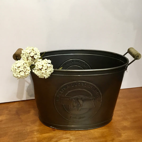 18" NEBRASKA DUCKS UNLIMITED COPPER TUB BUCKET WESTERN HOME DECOR NEW #EH12510