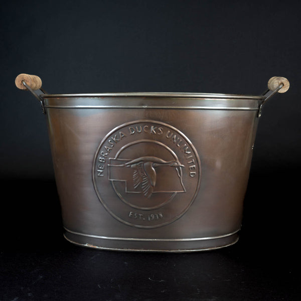 18" NEBRASKA DUCKS UNLIMITED COPPER TUB BUCKET WESTERN HOME DECOR NEW #EH12510