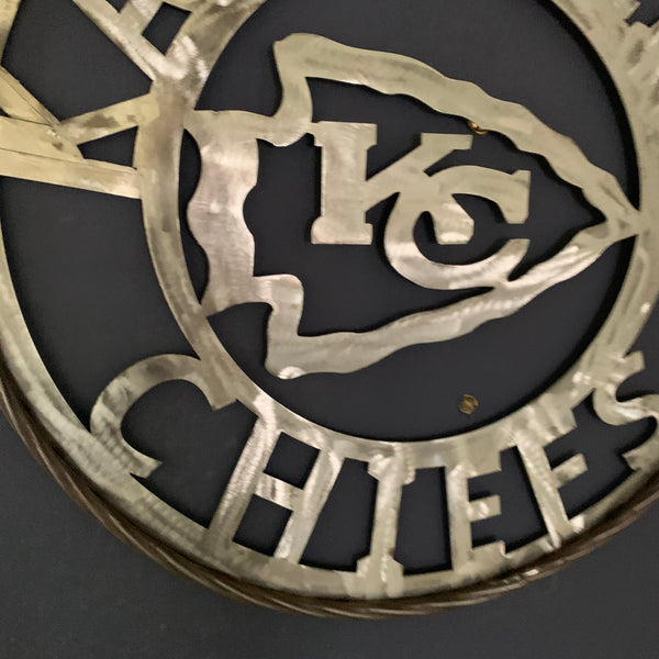 KANSAS CITY CHIEFS RAW METAL CUSTOM METAL LASERCUT VINTAGE CRAFT TEAM DECOR HANDMADE