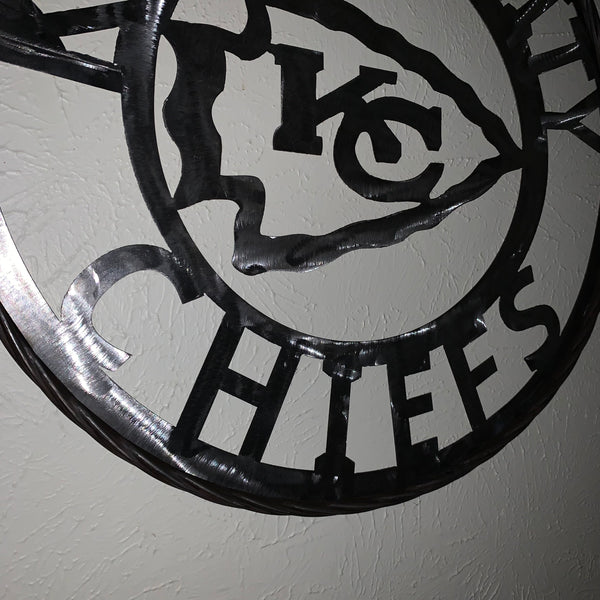 KANSAS CITY CHIEFS RAW METAL CUSTOM METAL LASERCUT VINTAGE CRAFT TEAM DECOR HANDMADE