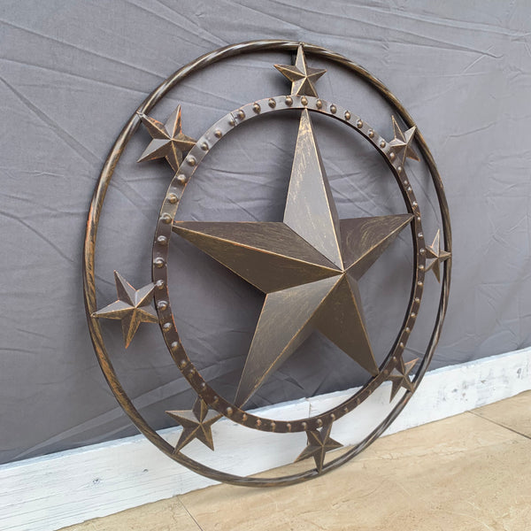 24" MULTI STAR BEADED COLIBROX BARN STAR METAL LONESTAR WESTERN HOME DECOR HANDMADE RUSTIC DARK BRONZE NEW