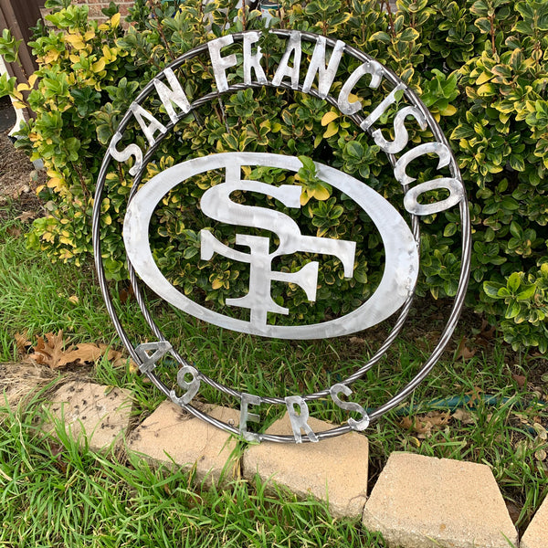 36" SAN FRANCISCO 49ERS CUSTOM RAW METAL VINTAGE CRAFT TEAM SIGN HAND MADE IN USA