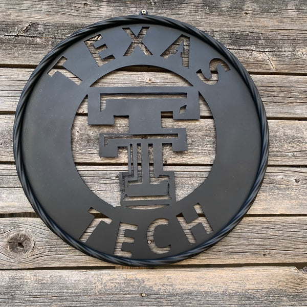 12",18",24",32",36" TEXAS TECH RUSTIC BLACK CUSTOM METAL VINTAGE CRAFT TEAM SIGN HANDMADE TO ORDER