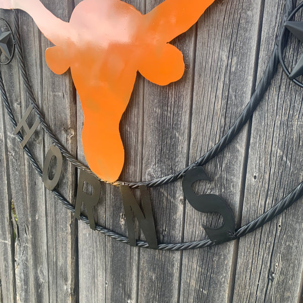 HOOKEM HORNS WITH LONE STAR TEXAS LONGHORNS HOOK EM METAL CUSTOM VINTAGE CRAFT WALL ART TEAM SIGN HANDMADE