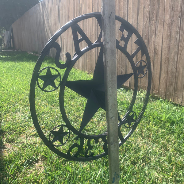 TEXAS 1836 BLACK BARN STAR METAL LONESTAR WESTERN HOME DECOR HANDMADE NEW 16",24",36",50"