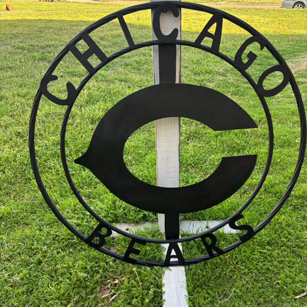 CHICAGO BEARS CUSTOM METAL VINTAGE CRAFT SIGN TEAM RISTIC BLACK HANDMADE