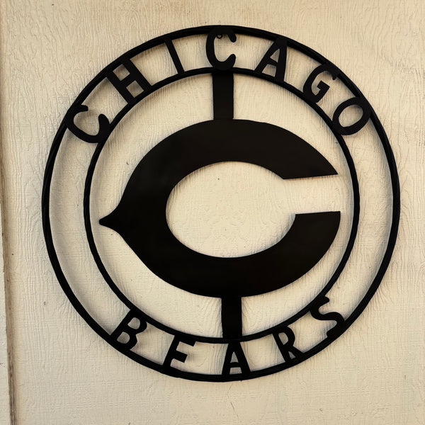 CHICAGO BEARS CUSTOM METAL VINTAGE CRAFT SIGN TEAM RISTIC BLACK HANDMADE