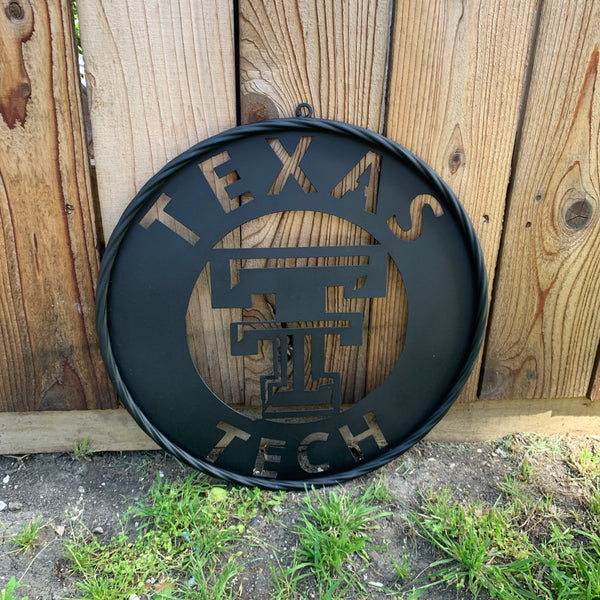 12",18",24",32",36" TEXAS TECH RUSTIC BLACK CUSTOM METAL VINTAGE CRAFT TEAM SIGN HANDMADE TO ORDER