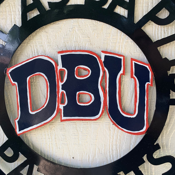 DBU DALLAS BAPTIST PATRIOTS CUSTOM METAL VINTAGE CRAFT TEAM SIGN WESTERN HOME DECOR HANDMADE