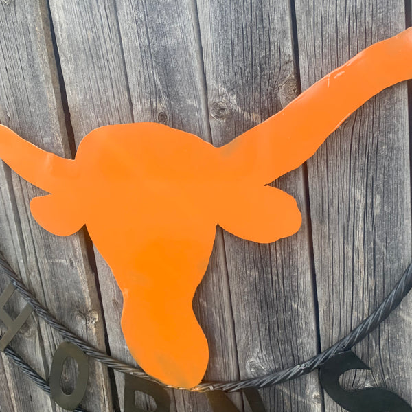 HOOKEM HORNS WITH LONE STAR TEXAS LONGHORNS HOOK EM METAL CUSTOM VINTAGE CRAFT WALL ART TEAM SIGN HANDMADE
