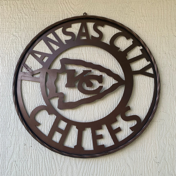 KANSAS CITY CHIEFS RUSTIC BRONZE CUSTOM METAL LASERCUT VINTAGE CRAFT TEAM DECOR HANDMADE