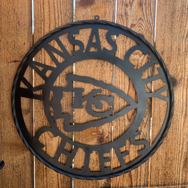 KANSAS CITY CHIEFS BLACK CUSTOM METAL LASERCUT VINTAGE CRAFT TEAM DECOR HANDMADE