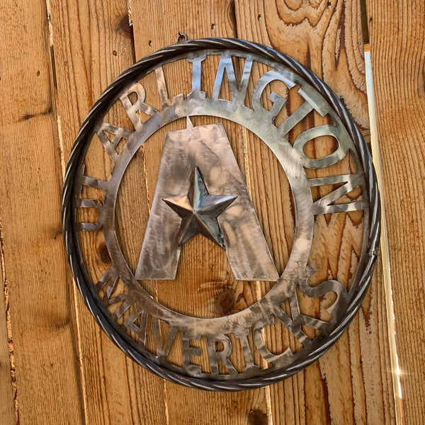 UTA ARLINGTON CUSTOM RAW METAL VINTAGE CRAFT TEAM SIGN WETSERN HOME DECOR HANDMADE