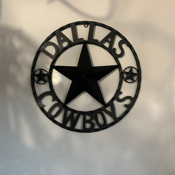 18" DALLAS COWBOYS BLACK STAR CUSTOM METAL VINTAGE LONE STAR WESTERN HOME DECOR HANDMADE