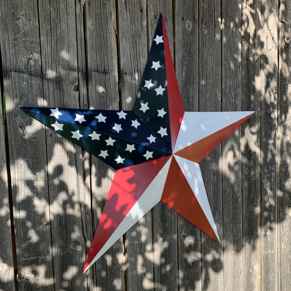 USA FLAG STAR STYLE# 5 RED WHITE & BLUE AMERICANA METAL BARN STAR WALL ART HANDMADE TO ORDER NEW