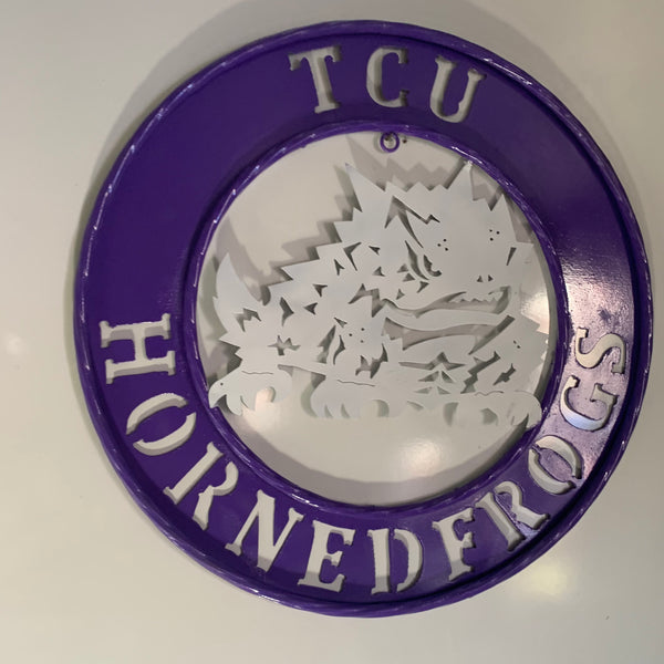 18",24",32" TCU HORNED FROGS CUSTOM METAL VINTAGE CRAFT TEAM SIGN WESTERN HOME DECOR HANDMADE