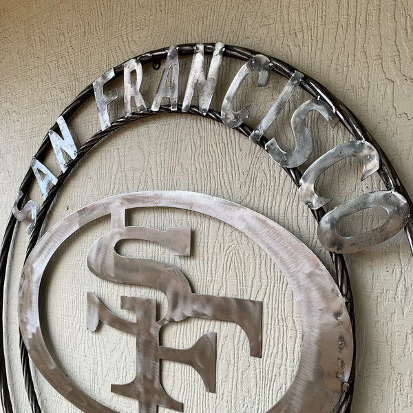 36" SAN FRANCISCO 49ERS CUSTOM RAW METAL VINTAGE CRAFT TEAM SIGN HANDMADE