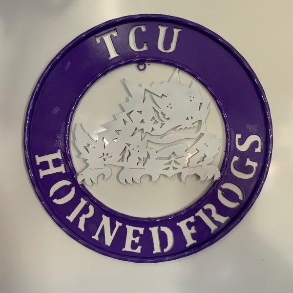 18",24",32" TCU HORNED FROGS CUSTOM METAL VINTAGE CRAFT TEAM SIGN WESTERN HOME DECOR HANDMADE