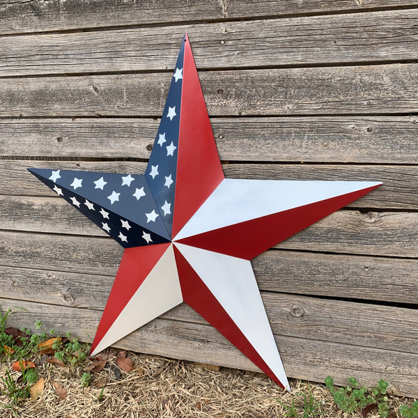 USA FLAG STAR STYLE# 5 RED WHITE & BLUE AMERICANA METAL BARN STAR WALL ART HANDMADE TO ORDER NEW