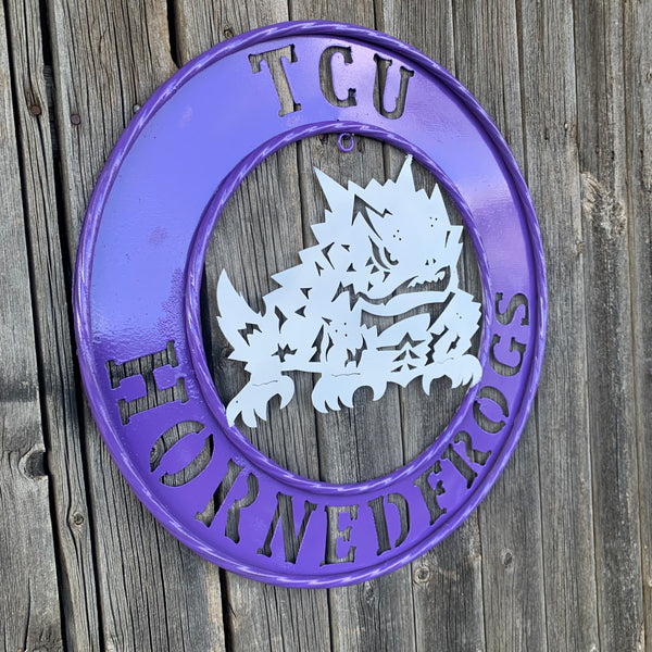 18",24",32" TCU HORNED FROGS CUSTOM METAL VINTAGE CRAFT TEAM SIGN WESTERN HOME DECOR HANDMADE