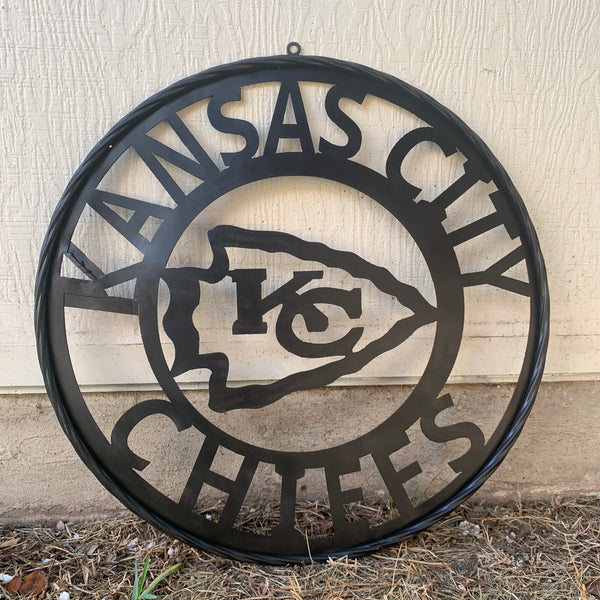 KANSAS CITY CHIEFS BLACK CUSTOM METAL LASERCUT VINTAGE CRAFT TEAM DECOR HANDMADE