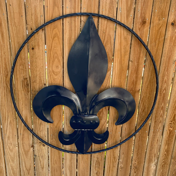 #EH10764 NAVY BLUE 24",36" FLEUR DE LIS METAL WALL ART SIGN WESTERN HOME DECOR HANDMADE NEW