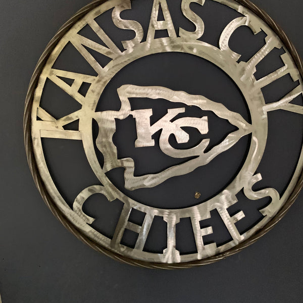 KANSAS CITY CHIEFS RAW METAL CUSTOM METAL LASERCUT VINTAGE CRAFT TEAM DECOR HANDMADE