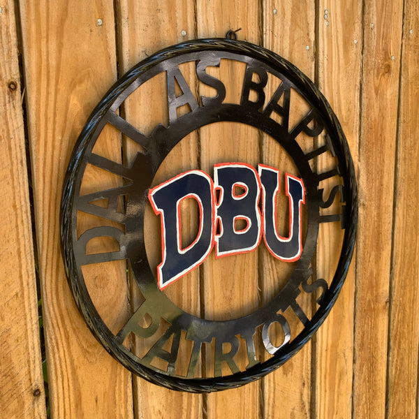 DBU DALLAS BAPTIST PATRIOTS CUSTOM METAL VINTAGE CRAFT TEAM SIGN WESTERN HOME DECOR HANDMADE