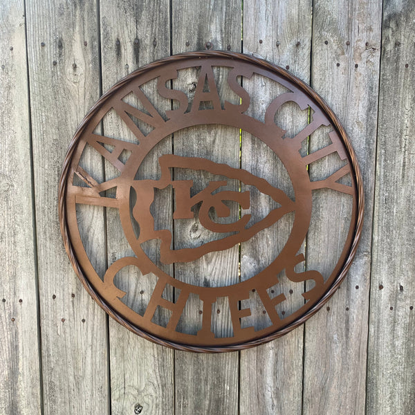 KANSAS CITY CHIEFS RUSTIC BRONZE CUSTOM METAL LASERCUT VINTAGE CRAFT TEAM DECOR HANDMADE