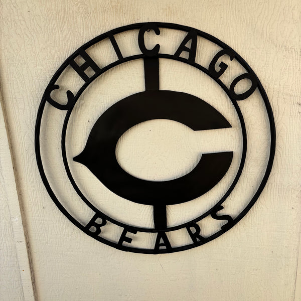 CHICAGO BEARS CUSTOM METAL VINTAGE CRAFT SIGN TEAM RISTIC BLACK HANDMADE