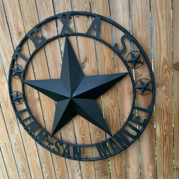 LINN SAN MANUEL STYLE YOUR CUSTOM NAME STAR METAL BARN LONE STAR 3d TWISTED ROPE RING WESTERN HOME DECOR HANDMADE NEW