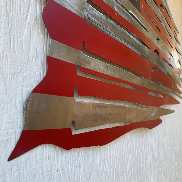 USA TATTERED AMERICAN FLAG METAL WALL ART WESTERN HOME DECOR HANDMADE NEW
