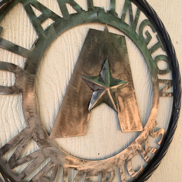 UTA ARLINGTON CUSTOM RAW METAL VINTAGE CRAFT TEAM SIGN WETSERN HOME DECOR HANDMADE