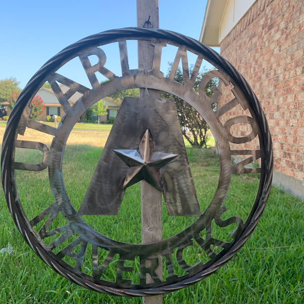 UTA ARLINGTON CUSTOM RAW METAL VINTAGE CRAFT TEAM SIGN WETSERN HOME DECOR HANDMADE